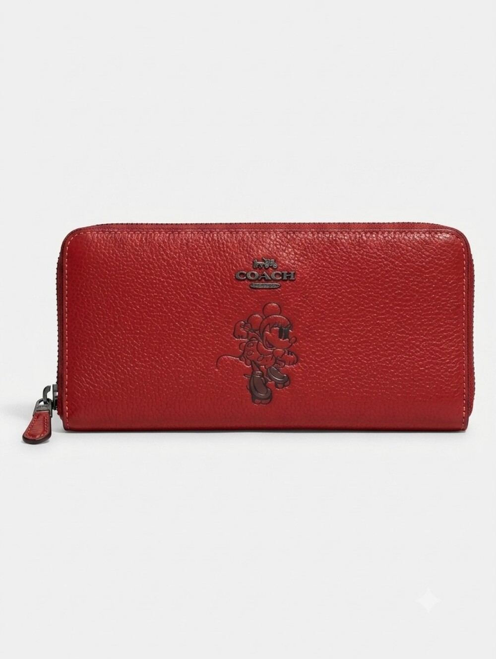 Coach x Disney Leather Minnie Mouse Slim Accordian Wallet In Red